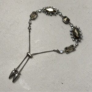 Kendra Scott Alicia Pyrite Adjustable Antiqued Silver Tone Bracelet Slider